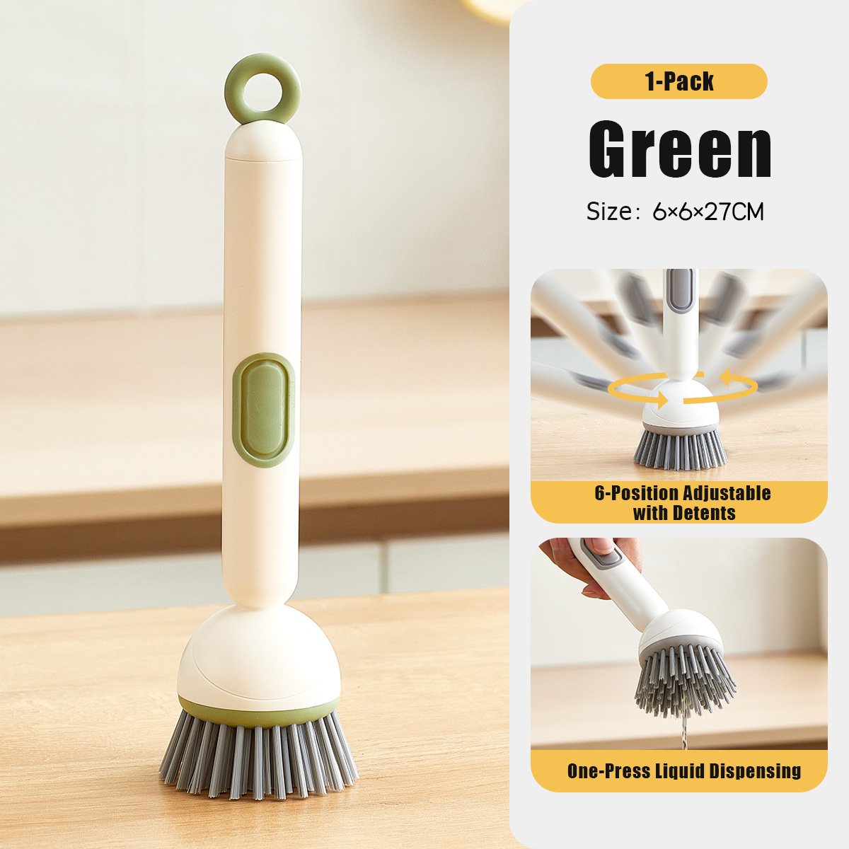 🔥6-in-1 Rotatable Dish Brush with Detergent Dispenser